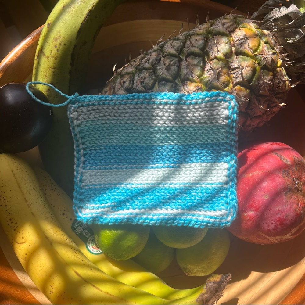 Blue Ombre Crochet Handmade Dishcloth Organic Cotton